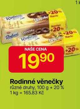 Rodinné věnečky různé druhy, 100 g +20% 