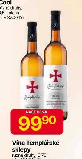 Templářské sklepy různé druhy, 0,75 l