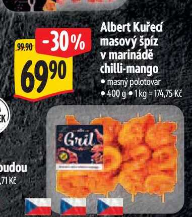   Albert Kuřecí  masový špíz  v marinádě chilli-mango 400 g