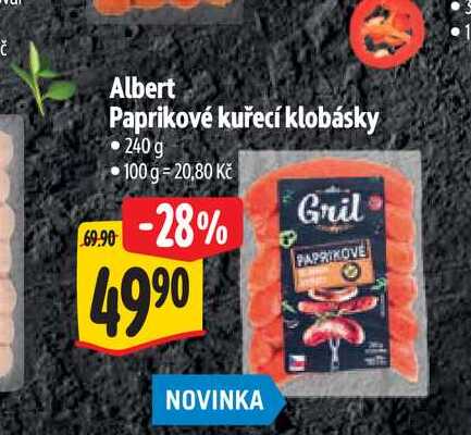 Albert Paprikové kuřecí klobásky 240g 