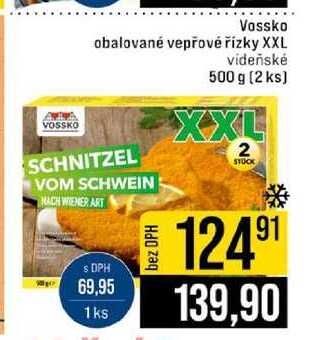 Vossko obalované vepřové řízky XXL videňské 500 g (2 ks)