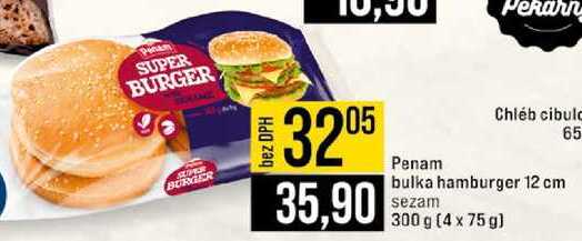 Penam Chléb cibulo bulka hamburger 12 cm sezam 300 g (4 x 75 g) 
