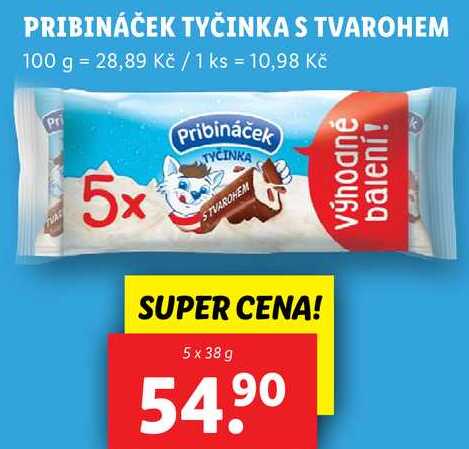 PRIBINÁČEK TYČINKA S TVAROHEM, 5x 38 g