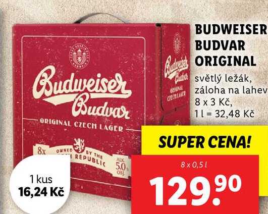 BUDWEISER BUDVAR ORIGINAL, 8x 0,5 l