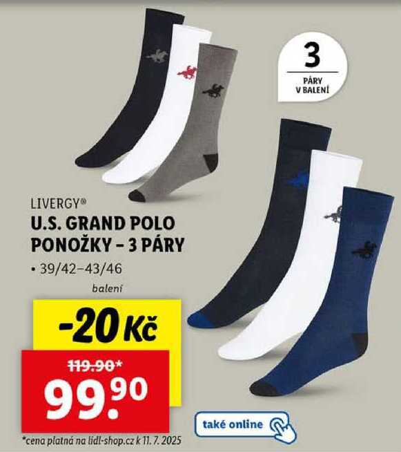 U.S. GRAND POLO PONOŽKY - 3 PÁRY 