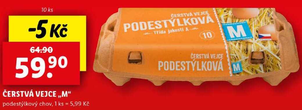 ČERSTVÁ VEJCE „M“ podestýlkový chov, 10 ks