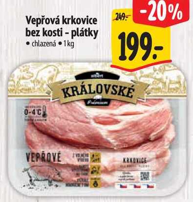 Vepřová krkovice bez kosti - plátky, 1 kg