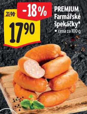 PREMIUM Farmářské špekáčky, cena za 100 g 