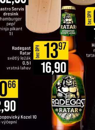 Radegast Ratar světlý ležák 0,5l