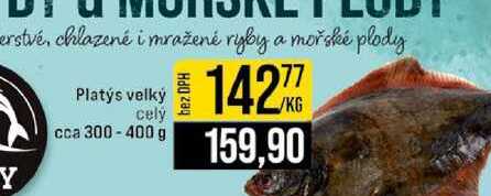 Platys velký celý cca 300-400 g 