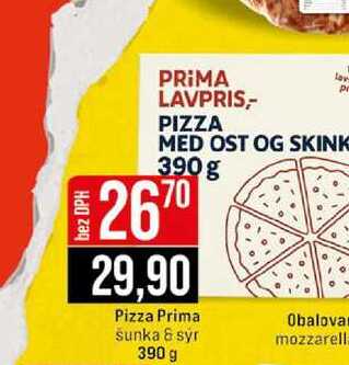 Pizza Prima Obalovar šunka & syr mozzarell 390 g