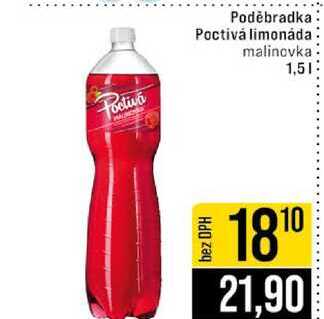 Poctiva Poděbradka Poctivá limonáda malinovka 1,5l