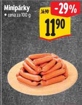 Minipárky, cena za 100 g 