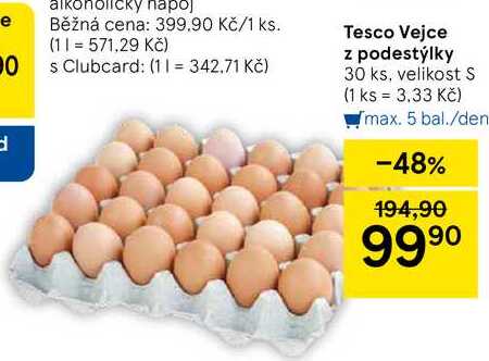 Tesco Vejce z podestýlky, 30 ks, velikost S 