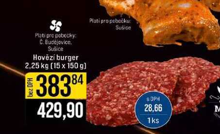 Hovězí burger 2,25 kg (15 x 150 g) 