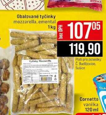 Obalované tyčinky mozzarella, emental 1kg 