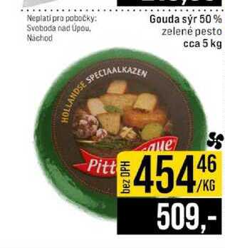 Gouda sýr 50% zelené pesto cca 5 kg 1kg