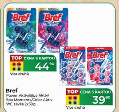 Bref Power Aktiv/Blue Aktiv! Spa Moments/Color Aktiv WC závěs 2x50g