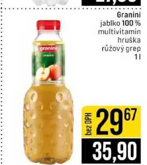Granini jablko 100% multivitamin hruška růžový grep 1l