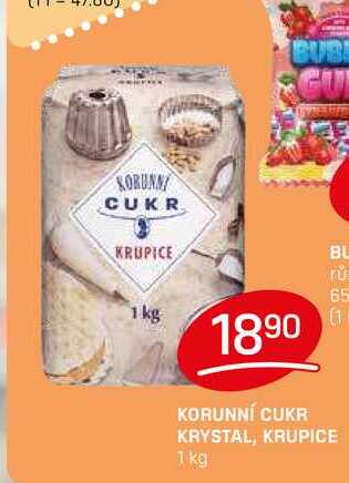 KORUNNÍ CUKR KRYSTAL, KRUPICE 1 kg 