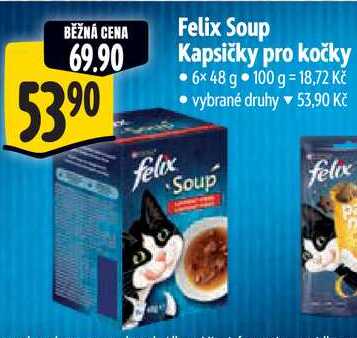Felix Soup Kapsičky pro kočky, 6x 48 g 