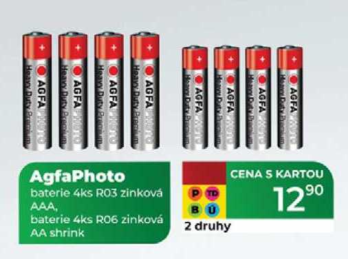 AgfaPhoto baterie 4ks R03 zinková AAA, baterie 4ks R06 zinková AA shrink  