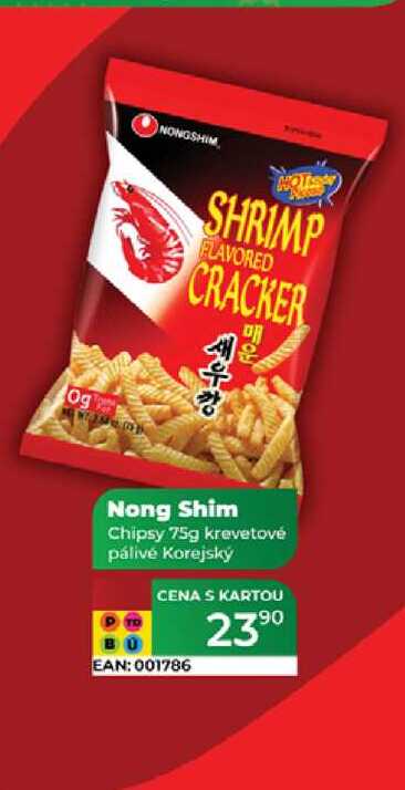 Nong Shim Chipsy 75g krevetové pálivé Korejský 