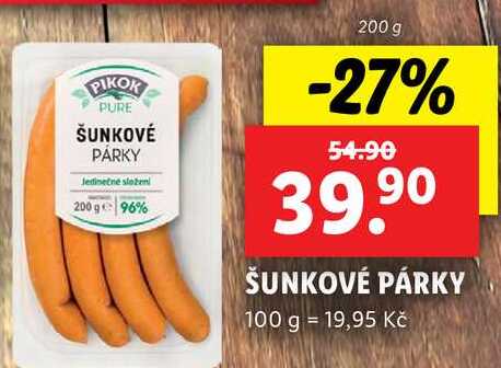 ŠUNKOVÉ PÁRKY, 200 g