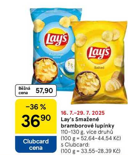 Lay's Smažené bramborové lupínky, 110-130 g 