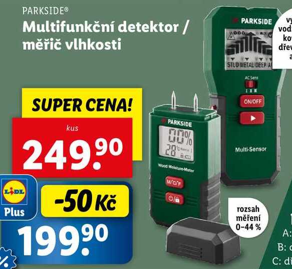 Multifunkční detektor/měřič vlhkosti
