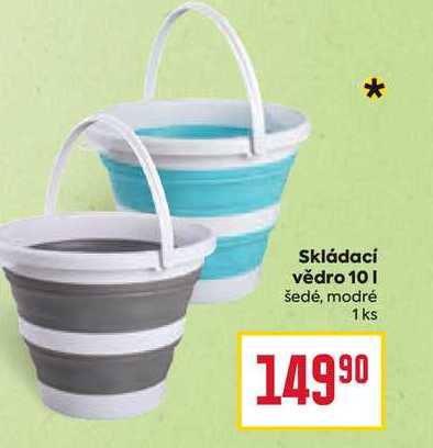 Skládací vědro 10 I šedé, modré 1 ks 