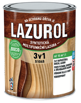 LAZUROL 3v1 S1045 multifunkční lazura na dřevo, 0,75 l