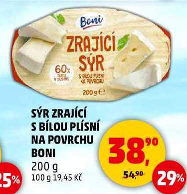 SÝR ZRAJÍCÍ S BÍLOU PLÍSNÍ NA POVRCHU BONI, 200 g  