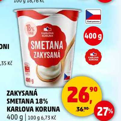 ZAKYSANÁ SMETANA 18% KARLOVA KORUNA, 400 g  