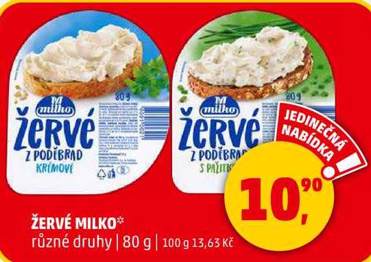 ŽERVÉ MILKO různé druhy, 80 g