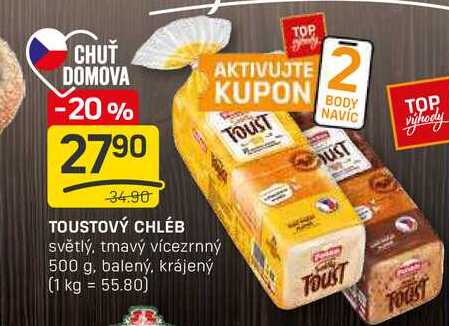 TOUSTOVÝ CHLÉB světlý, tmavý vícezrnný 500 g