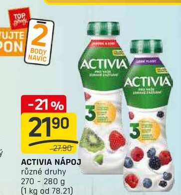 ACTIVIA NÁPOJ různé druhy 270-280 g