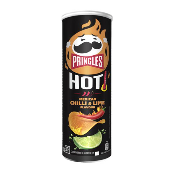 Pringles Hot, příchuť chilli a limetka