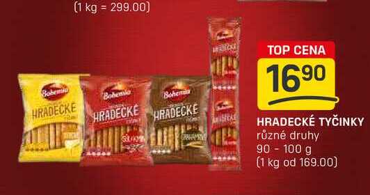 HRADECKÉ TYČINKY různé druhy 90-100 g
