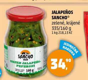 JALAPEÑOS SANCHO zelené, krájené, 335/160 g 
