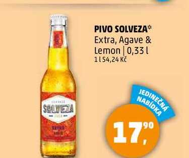 PIVO SOLVEZA Extra, Agave & Lemon, 0,33 l