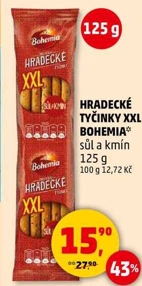 HRADECKÉ TYČINKY XXL BOHEMIA sůl a kmín, 125 g  