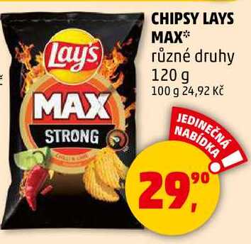 CHIPSY LAYS MAX různé druhy, 120 g 