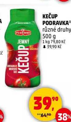 KEČUP PODRAVKA různé druhy, 500 g 