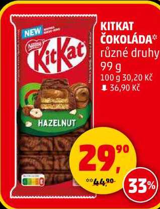 KITKAT ČOKOLÁDA různé druhy, 99 g 