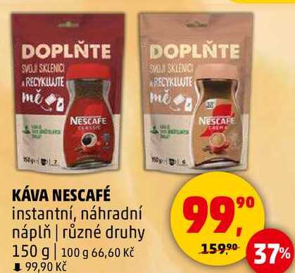 NESCAFE KÁVA NESCAFÉ instantní, náhradní náplň, různé druhy, 150 g 