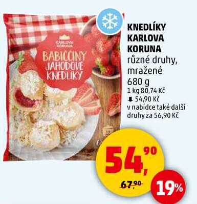 KNEDLÍKY KARLOVA KORUNA různé druhy, mražené, 680 g  