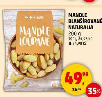 MANDLE BLANŠÍROVANÉ NATURALIA, 200 g 