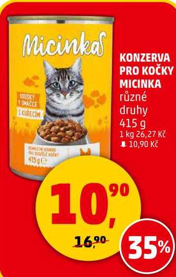 KONZERVA PRO KOČKY MICINKA různé druhy, 415 g 