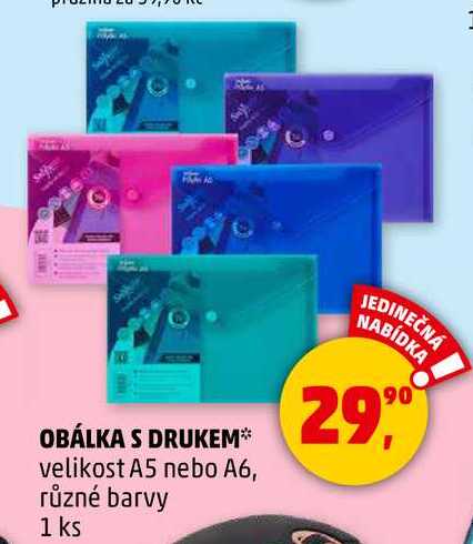 OBÁLKA S DRUKEM velikost A5 nebo A6, různé barvy, 1 ks 